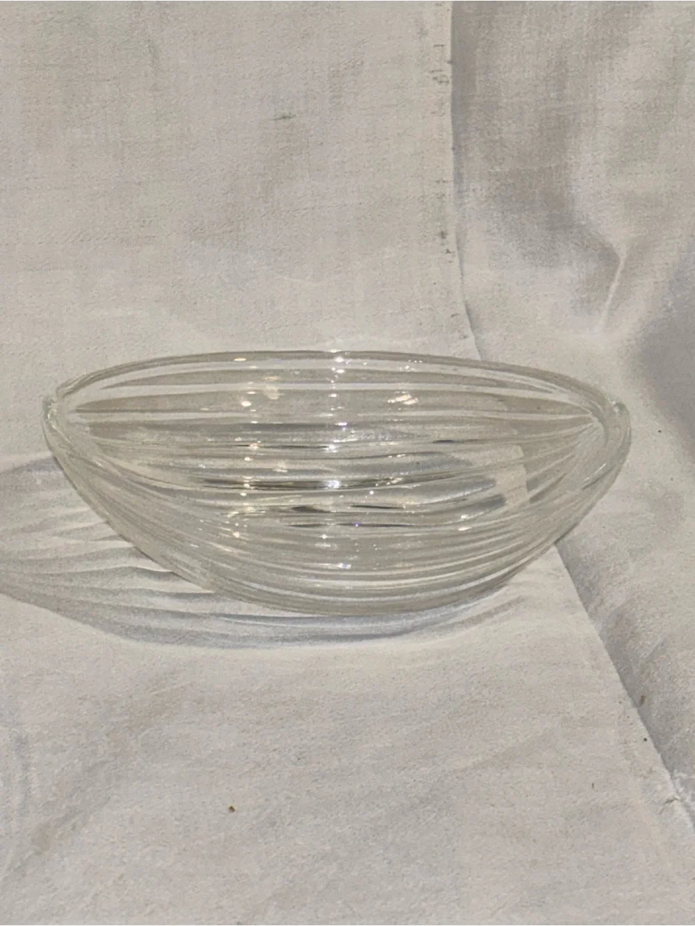 Vintage Clear Optic Swirl Glass Serving Bowl Set 7 Piece Mid Century Style